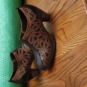 Spring Step By L’Artiste | Women’s 38 Brown Leather Floral Arabella Ankle Boots